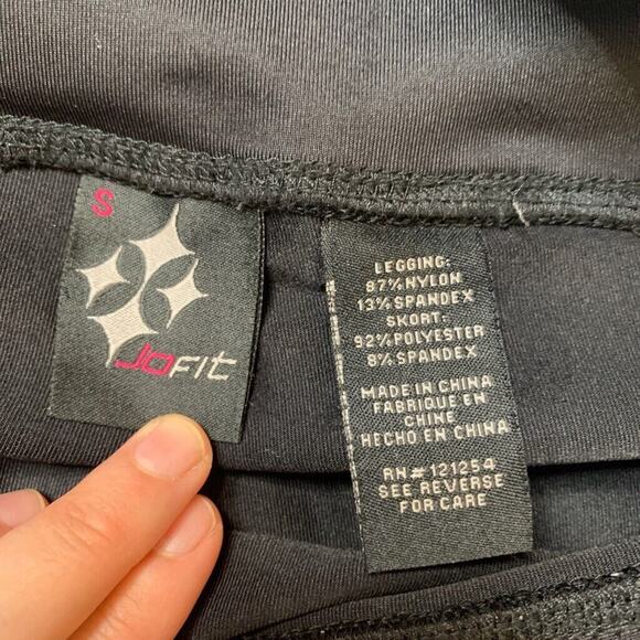 JoFit Skirted Capri Womens S Small Black White Polka Dot Pull On Stretch Pants - Picture 6 of 13